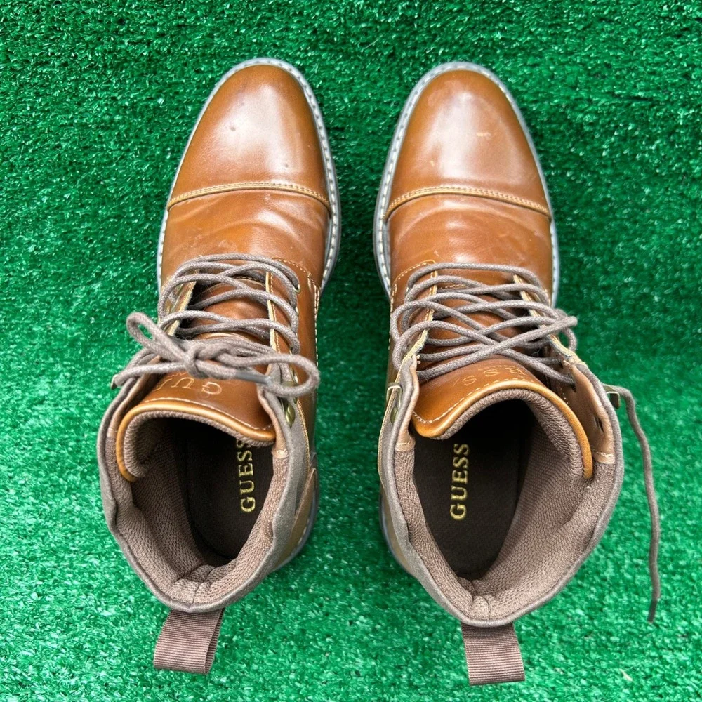 Guess GMSAMEL-R Mens Cap Toe Lace Up Boots Brown Cognac Size 8M